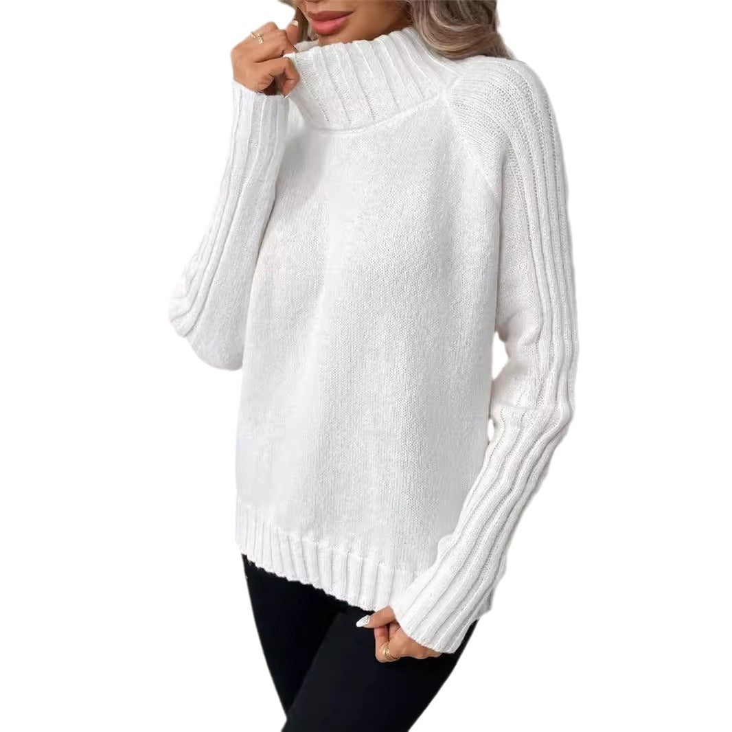 Colette Pull Uni à Col Roulé tyle Polyvalent pour Automne et Hiver