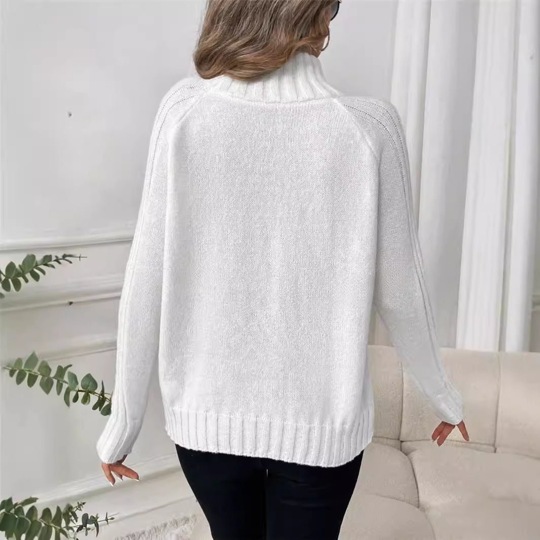 Colette Pull Uni à Col Roulé tyle Polyvalent pour Automne et Hiver